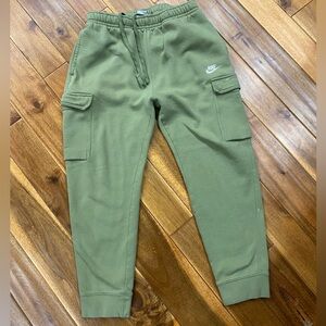 Nike Olive Green Cargo Jogger Pants with Swoosh